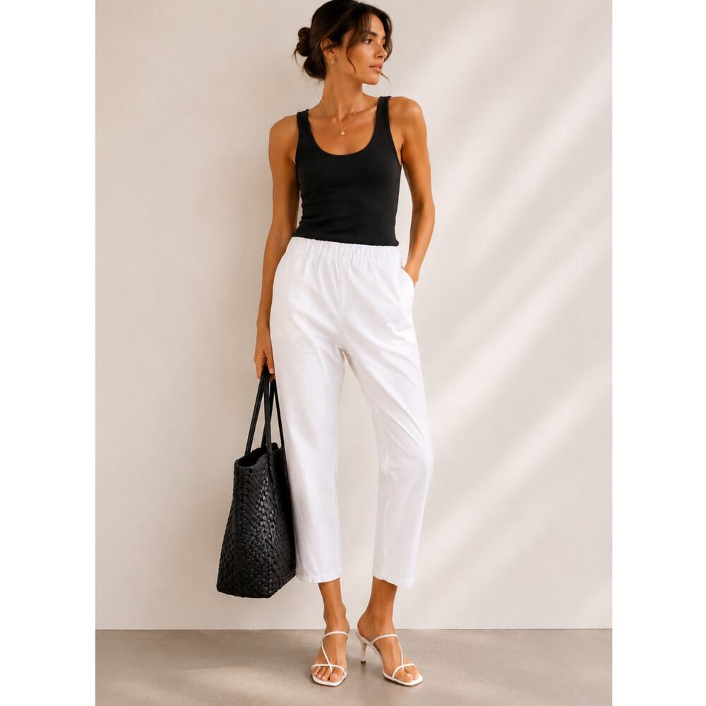 Nili Lotan S Casablanca Pants $395 Slouchy Elastic Waist Crop Eggshell White 4 6